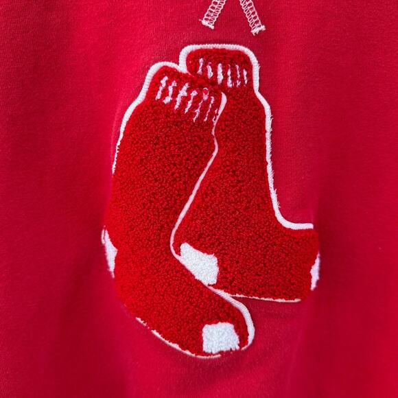 Boston Red Sox Majestic Vintage Fuzzy Patch logo red hoodie Sweatshirt Large - Picture 5 of 10